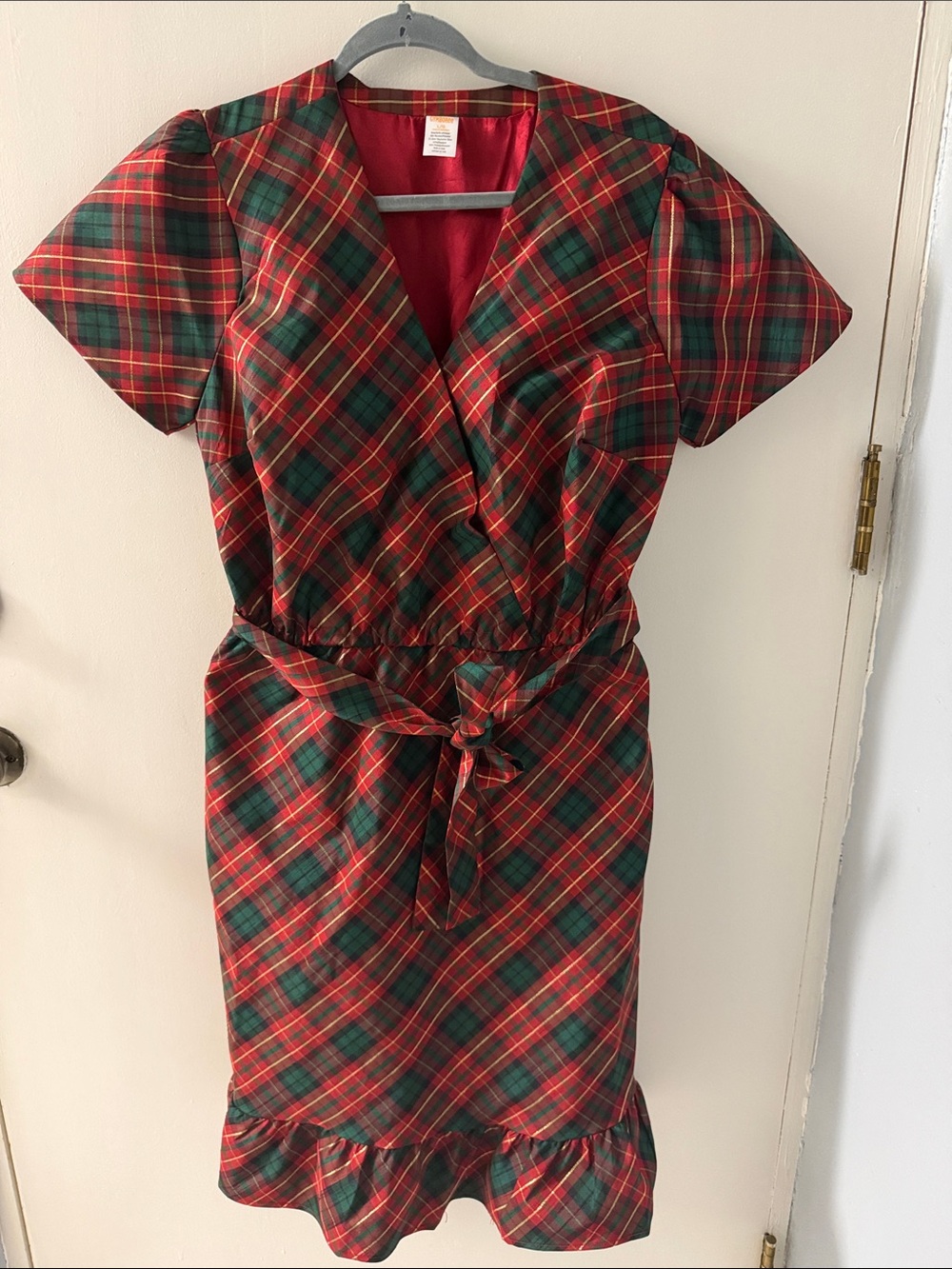 Gymboree Christmas Plaid Dupioni Wrap Dress Large NWOT